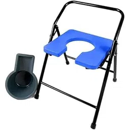 JABAL Foldable Toilet seat cum bathroom chair Portable bedside commode stool BLUE-picture-23