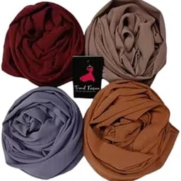 golden girls fashion Women Georgette Hijab and Stole Combo | Soft Lightweight Solid Color Scarf Pack of 4 | Size 70x180 cm | Modest Fashion Accessory-picture-33