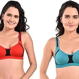 inner touch Women's Cotton Blend Non-Padded Full Coverage Sports Bra (Combo of 2)-picture-10