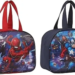 STRONG LIFE Polyester Tiffin Picnic Work School Office Lunch Bag for Kids with Water Bottle Holder Pack of 2 (Red+Blue)-image-15