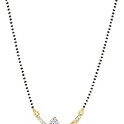 amaal American Diamond Mangalsutra for women stylish 1gm gold mangal sutra short AD CZ Pendant Necklace design jewellery for women nallapusalu chains one gram 18 inch black beads chain golden -97-picture-45