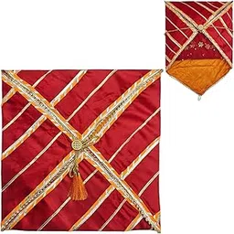 Wrapping Studio Silk Fabric Saree/Suit Cover Dual Colour With Gota Line Design| Saree Packing Covers For Wedding, Gifting, Wardrobe Organizer, Cloth Stoarge Organizer (Red)-picture-23