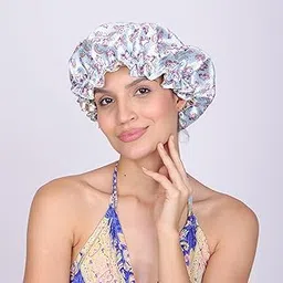 NNR Satin Hair Bonnet for Girls - Double Layer Unicorn Print Sleep Cap for Curly Hair | Soft Adjustable Night Cap for Kids | Silk Bonnet for Hair Protection During Sleeping & Styling-image-93