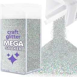 Hemway Glitter MEGA Craft Shaker 425g Silver Holographic Microfine 1/256" .004" 0.1mm Polyester Powder Decoration Resin Tumblers Painting Arts Wedding Table-image-10