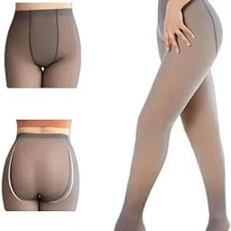 Fleece Lined Tights for Women, Fake Translucent Warm Winter Leggings, Control Top Thermal Tights-image-21
