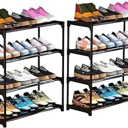 NYALKARAN Shoe Rack with Shelf | Foldable Plastic Shoe Rack with Shelves for Bedroom, Entryway & Living Room | Multipurpose Footwear Stand for Home (4 Layer, Set of 2)-image-32