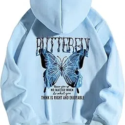 Graphic Drop Shoulder Drawstring Hoodie Butterfly Never Give Up NO Matter When Do What You Think is Right and Enjoyable-image-0