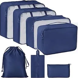 urtala Travel Organizer 7 in 1 Travel Laundry Cosmetics Luggage Packing Organizers Set Makeup Bags Organizer Packing Cubes with Shoe Bag for travel, Nylon (Organiser Bag, Blue)-picture-12