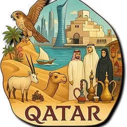 COMONOT Qatar Design Decorative Wooden Fridge Magnet, HD Print, 7.6x7.6 cm, International Qatar Souvenir | Fridge Decoration Magnet for Kitchen & Home Decor | Stylish Fridge Magnet-image-98