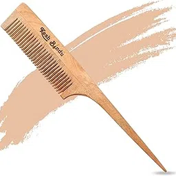 KESHBINDU® Handmade Neem Wooden Combs Hair Comb For | Women & Men | Natural & Eco-Friendly | Anti-Bacterial Hair Styling Comb with Fine & Wide Teeth Comb | Made in India (Tail Comb)-picture-52