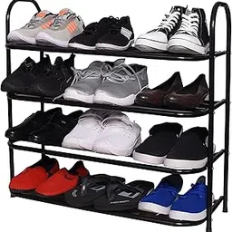 FLIPZON Platinum Multi-Purpose Metal Collapsible Shoe Stand (Black, 4 Shelves, DIY(Do-It-Yourself))-picture-27