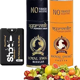 ROYAL SWAG Herbal Nicotine Free Cigarettes(100% Tobacco-Free & Nicotine-Free) Regular, Frutta Flavoured | Smoking Cessation(Pack Of 10) With 20Ml Shot Anti Addiction Spray-image-96