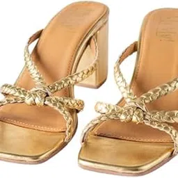mymy! Leather Lining Gold Block Heel Fashion Heel for Women (Gold)-picture-37