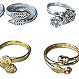 ap jewels Women & Girls Metal Plated Fancy Toe Ring Adjustable Bichiya/Leg Finger Ring-Combo-4 (A_C_P_110790_Multicolor)-picture-17