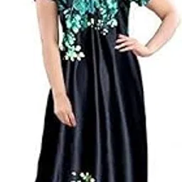 Satin Nighty for Women | Printed Satin Night Dress | Comfortable Long Nightwear Gown for Ladies (Down Up Floral Nighty)-image-12