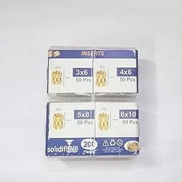 Threaded Brass Heat Set Inserts M3X6 M4X6 M5X8 M6X10 (pack of 200 pcs)-picture-36