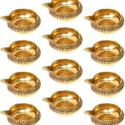 Dokchan Brass Kuber Diyas Oil Lamps for Puja Room Decoration and Diwali Festival (Size 1.5 Inch | Pack 12)-picture-13