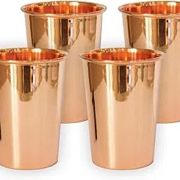 Heart Home Copper Drinking Serving Water Glasses Serveware Glass Tumbler (2 Pcs,Height-9 cm, Dia- 6 cm, 300 ml Each)-image-38