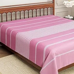 Värde Handmade Double Bedsheet 210 TC | Without Pillow Cover | Handloom Bedsheets for Double Bed | Bed Sheet for Summer (Size 90X100 Inches, 7.5 x 8.3 Feet (King Size Without Tassels) (Cavern Pink)-image-80