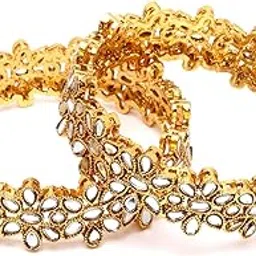 karatcart Antique Gold Plated Set of 2 Mirror Studded Bangles for Women-picture-17