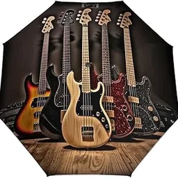 focupe Guitar Bass Music Musical Instruments_75897011 Print 3 Fold Auto Umbrella Waterproof and Wind-Resistant, Ideal Gift for Travel and Outdoor Activities-picture-30