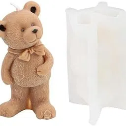 RKPM HOMES Teddy Bear Shape Candle Mold I 3D Cute Animal Silicone Scented Epoxy Mould I for DIY Handmade Ornament Cake Décor Aromatherapy Soap Resin Art Craft (Standing Bear 1)-picture-17