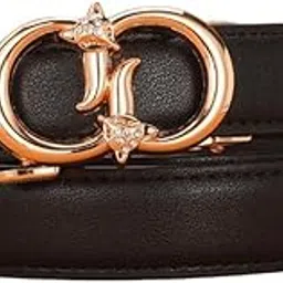 ftk Women's Leather Automatic Buckle Belt, Simple Ethnic Thin Belt for Dresses and Skirts, Decorative Waist Accessory-picture-31