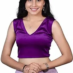 atibha fashion Readymade Stretchable Velvet Blouse for Women, Sleeveless, V Neck-picture-38