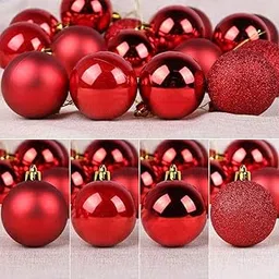 VIBGYOR Products 12PCS 6 CM RED Christmas Balls Ornament for Xmas Tree, RED Shatterproof Christmas Tree Decorations, Decorative Hanging Balls Ornaments Baubles, for Holiday Party Decor-picture-19