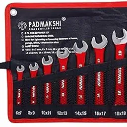 Padmakshi- 8 PCs DOE Spanner Set Open End Sizes : 6x7,8x9,10x11,12x13,14x15,16x17,18x19,20x22mm (Pack of 8) image 1