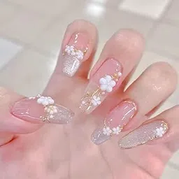 VIKSON INTERNATIONAL 24 pcs press on Nude Beige golden Floral || Handmade shimmery cat eye finish || press on false Artificial Reusable Nail extension set || With sticker sheet & Nails Apply kit For girls women.-image-76