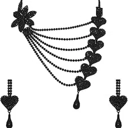 gaazi jewellers 6 Heart & Floral Necklace Set with Matching Earrings, Elegant Jewelry for Girls & Women-picture-49