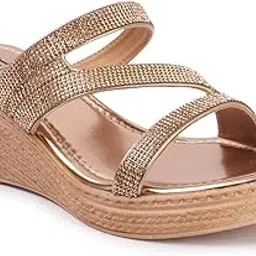 carlton london Women Comfortable Embellished Ethnic Sandal with Wedge Heels, Round Toe for Casual Use, Office and Daily Use-picture-23