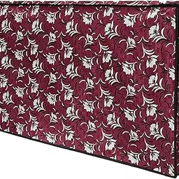 MEESHFLIP Floral Design TV Cover for 32-Inch LED/LCD Television, Maroon and White Pattern, Waterproof Dustproof Protector with Side Zip-image-62