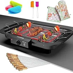 Cultbuzz Electric Barbecue Grill Smokeless Portable Adjustable Temperature Control 2000 Watt Indoor and Outdoor Water Filled Drip Tray Removable (BBQ Full Combo)-image-7