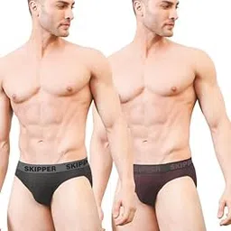 skipper Men's Cotton Brief - Hot High Cut Briefs - Black Maroon - Pack of 2-picture-49