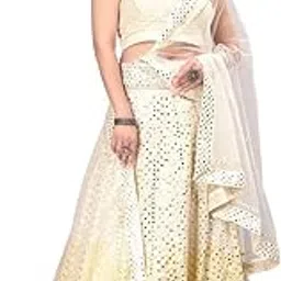 Girl'S Fashion Hub'S Cream Designer Lehenga Choli With Dupatta Set | Material: Faux Georgette Fabric In Lehenga ,Choli & Soft Net In Dupatta | Finish Type: Semi-Stitched | Size: Free Size-image-17