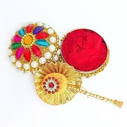 Shri Shri Handicraft Aluminium Handcrafted Moti Sindoor Box for Married Women, Jaipuri Round Kumkum Dabbi/Dibbi Sindur Dani-picture-15