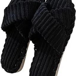 silencio Slippers for Women House Bedroom Furry Cross Bands Slide Shoes Anti-Skid Sole Open Toe Slippers Indoor & Outdoor-picture-46