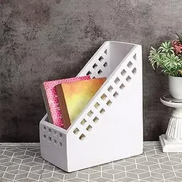 THE URBAN STORE Magazine Holder, Book Holder, Paper Stand Table Top Wooden Distressed White Color 22 x 13 x 27 CM Pack Of One French Country Style Elegantly Hand Crafted For Home And Office Decor-picture-56