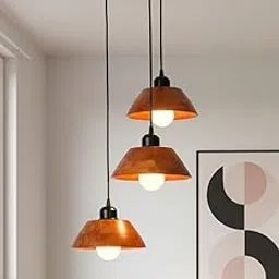 LUZLANE -Vintage Modern Wooden Hanging Lights for Living Room, Bedroom, Home Decoration | Walnut Polish (Set of 3 Lights Chandelier)-image-2