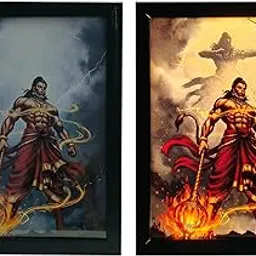 LED Shadow Art Photo Frame, 12x9 Inch A4 Size, Synthetic Wood Box Frame with Hidden Design, Anime Lightbox Effect, Hanuman & Ram Theme, DC Adapter Included-picture-19