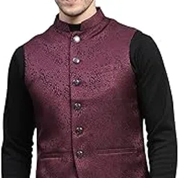 monte carlo Mens Self Design Band Neck Sleeveless Coat (224021063)-picture-32