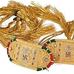 Rozy Style Gold Plated Traditional Rajasthani Padmavati Baju bandh/Armlet Set/Bajuband/Bajubandh With Loom In And Minakari With latkan For Women And Girls(Gold)-picture-40