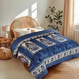 CHANDRAVATI Single Bed ||60x90||Fleece|| Quilt Cover/Duvet Cover/Rajai Cover/Blanket Cover for Winters (GC-Blue, 60x90)-picture-23