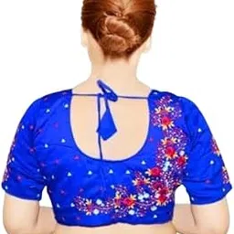 Embroidery Flower Motif Saree Blouse for Women-picture-11