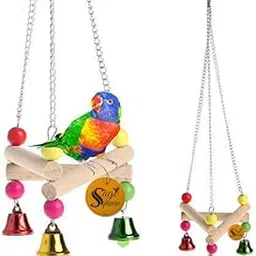 Sage Square Natural Wood Bead Chain Swing Toy for Birds - Colorful, Durable & Stimulating Parrot Toy - Perfect for Parrot, Cockatiel, Budgies. A Fun & Safe Exercise Solution for Your Bird's.-image-81