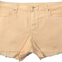 happening Plus Size Women Stretch Denim Hot Pants (Short Shorts) - Length 15 inches - HIGH Rise- Light Orange Color - Waist Size (5XL) 42 to (6XL) 44 inches-picture-22