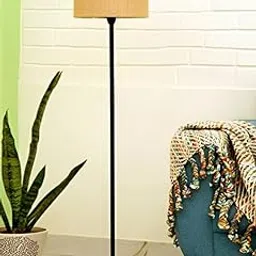 Design Floor Lamp (Jute Shade) LED Bulb Included, Beige Modern Floor Lamp with Beige Fabric Shade, Black Metal Stand,Contemporary Standing Light for Living Room,Bedroom,Home Decor size-12-12-50 inch-picture-39
