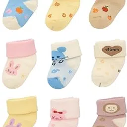 cuteably Baby Socks, 0-12 Months, Cotton Blend with Animal Designs, Assorted-picture-52